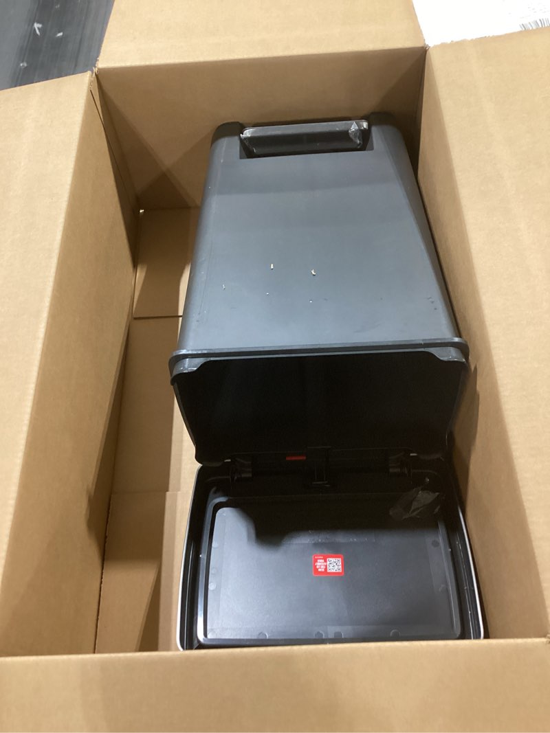 Condition photo showing Good Condition for Rubbermaid Premier Series III Step-On Trash Can for Home and Kitchen, with Stainless Steel Rim, 12.4 Gallon, Charcoal, for Home/Kitchen/Garage/Apartment/Office Metal Rim, Resin Lid