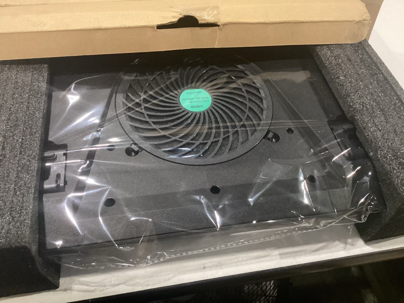 Condition photo showing New/Like New for llano v12 ultra laptop cooling pad with smart software control, rgb gaming laptop fan cooler stand, 5.5" turbo fan, adjustable speed, 3-port usb 3.0 hub, 3 height stands, for 15.6"-19" laptops, black