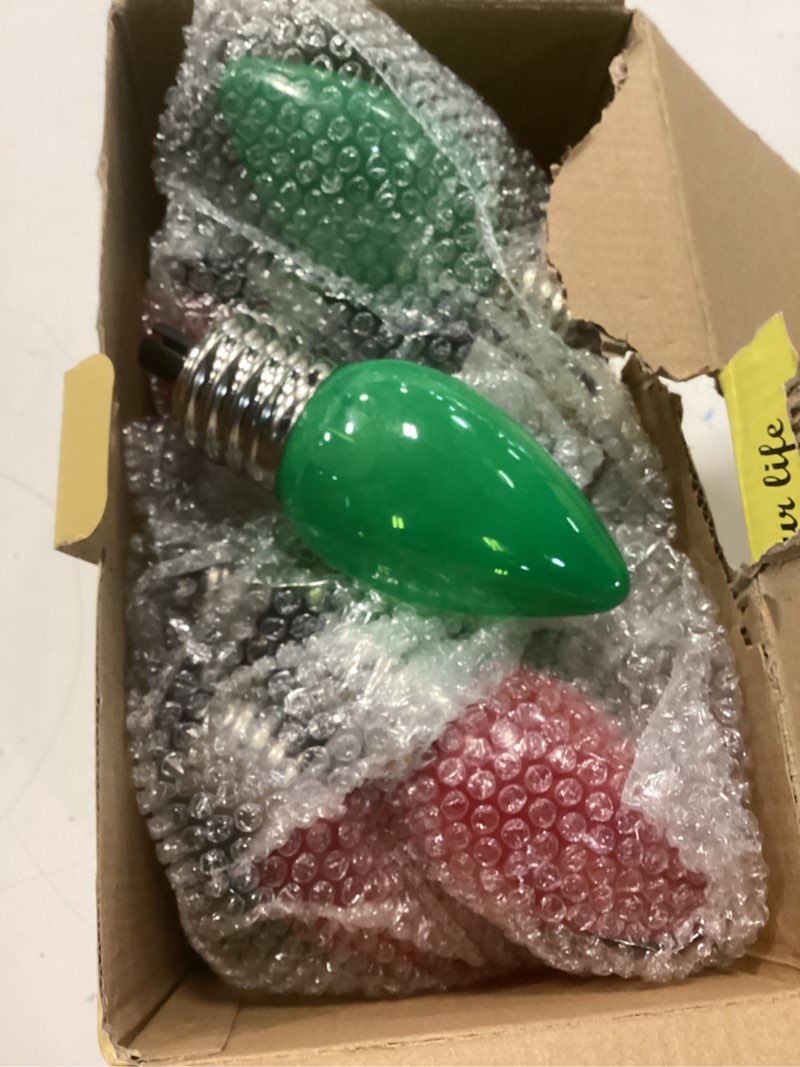 Condition photo showing Good Condition for red and green jumbo c9 christmas lights - 4 bulbs 60 led giant c9 outdoor hanging string lights for tree porch gazebo eave decorations, 12 feet white wire, connectable, red and green - twinkling