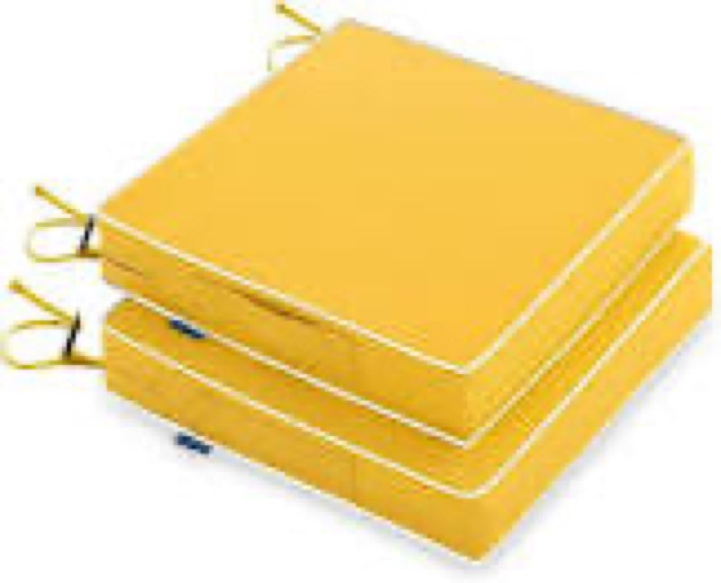 miulee yellow 17 x 16 x 2 outdoor chair cushions waterproof patio chair cushions with adjustable str
