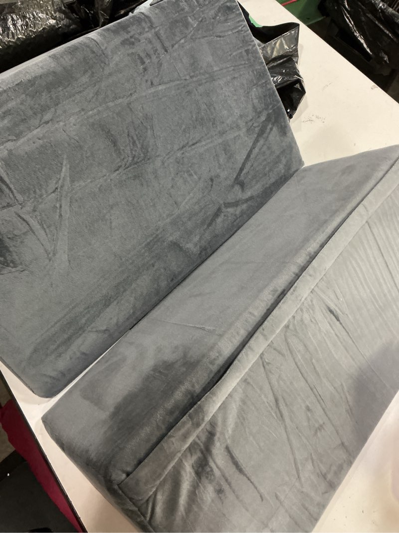 Condition photo showing As Is for wedges for bed positioning, side wedge pillows for seniors 3pcs, multifunction positioning wedge pillow for sleeping and back pain relief, wedge pillow for bed sores, knee elevated grey