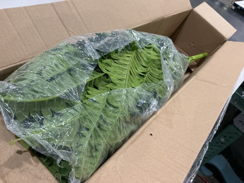 Condition photo showing Good Condition for forest prince 50" artificial boston ferns, fake bush plants, large faux ferns with 96 fronds for outdoors home decor
