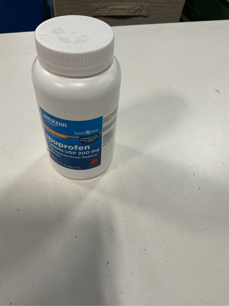 Condition photo showing New/Like New for (Exp 2027 Jul ) Amazon Basic Care Ibuprofen Tablets, Fever Reducer and Pain Relief from Body Aches, Headache, Arthritis and More, 1000 Count (Packaging may vary)