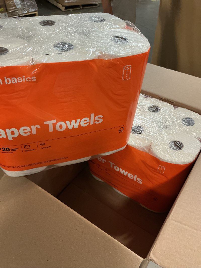 Condition photo showing Good Condition for Amazon Basics FSC-Certified 2-Ply Flex-Sheets Paper Towels, 150 Sheets per Roll, 12 Basics Rolls = 32 Regular Rolls XXL 150 sheet (Pack of 12)