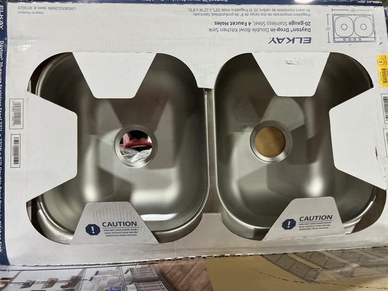 Condition photo showing Good Condition for elkay dayton drop-in 33-in x 22-in stainless steel double equal bowl 4-hole kitchen sink