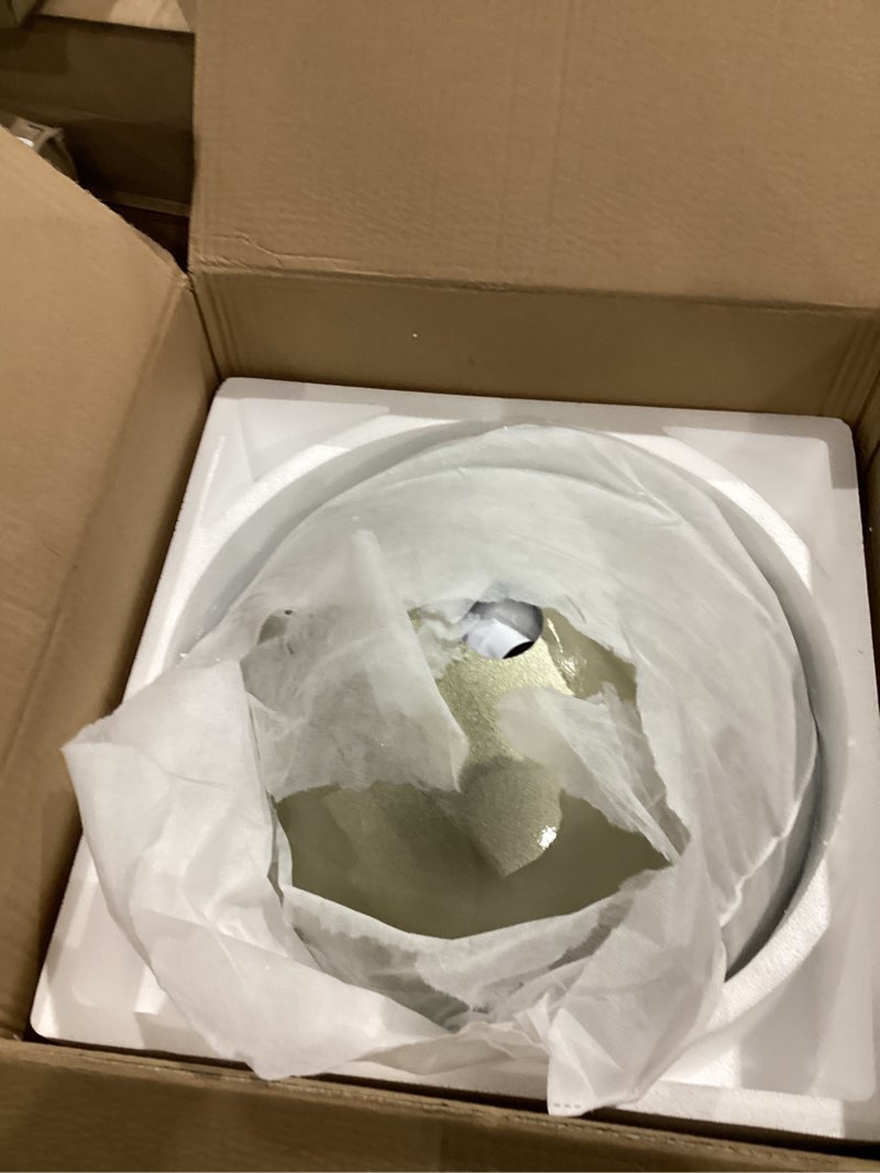Condition photo showing Good Condition for honeysuckle series round tempered deco glass vessel bathroom sink | top mount sinks above countertop |handicraft vanity countertop sink bowl with pop up drain |fw-la624