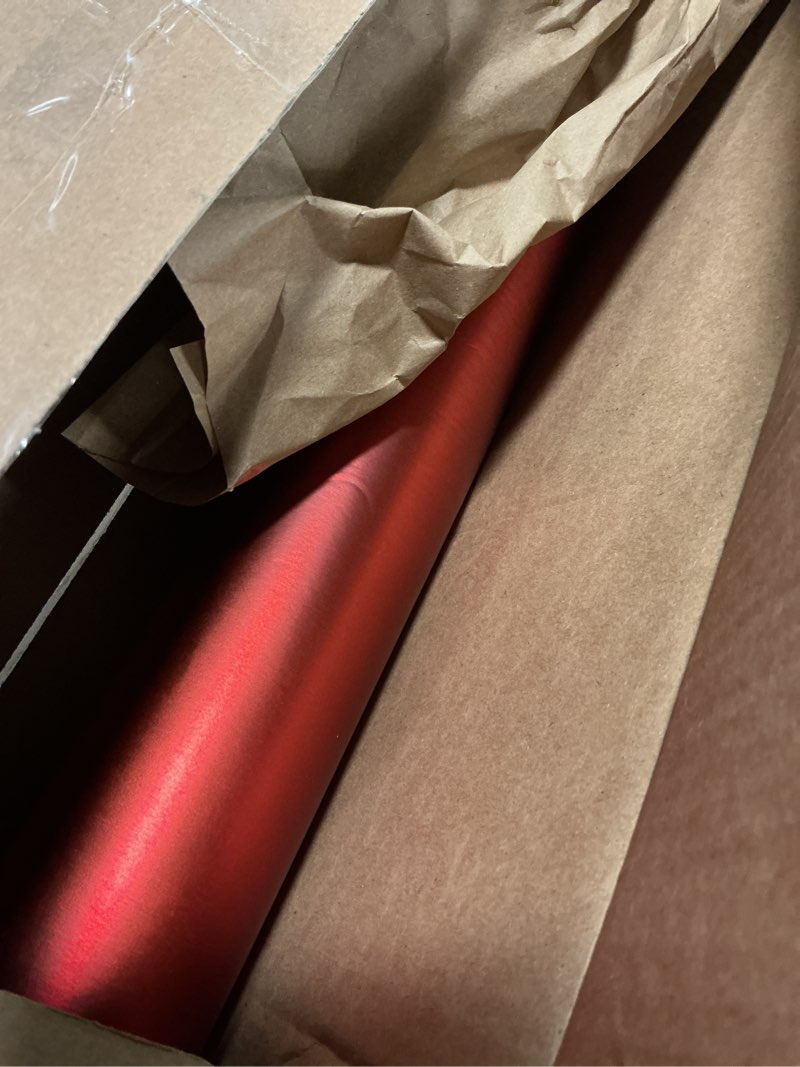 Condition photo showing Good Condition for RUSPEPA Red Valentine's Wrapping Paper Roll - 81.5 Sq Ft Matte Metallic Red Foil Gift Wrap Jumbo Rolls for Wedding, Birthday, Shower, Congrats, Holiday, Christmas - 30 inches x 32.8 feet Red 30" x 32.8'