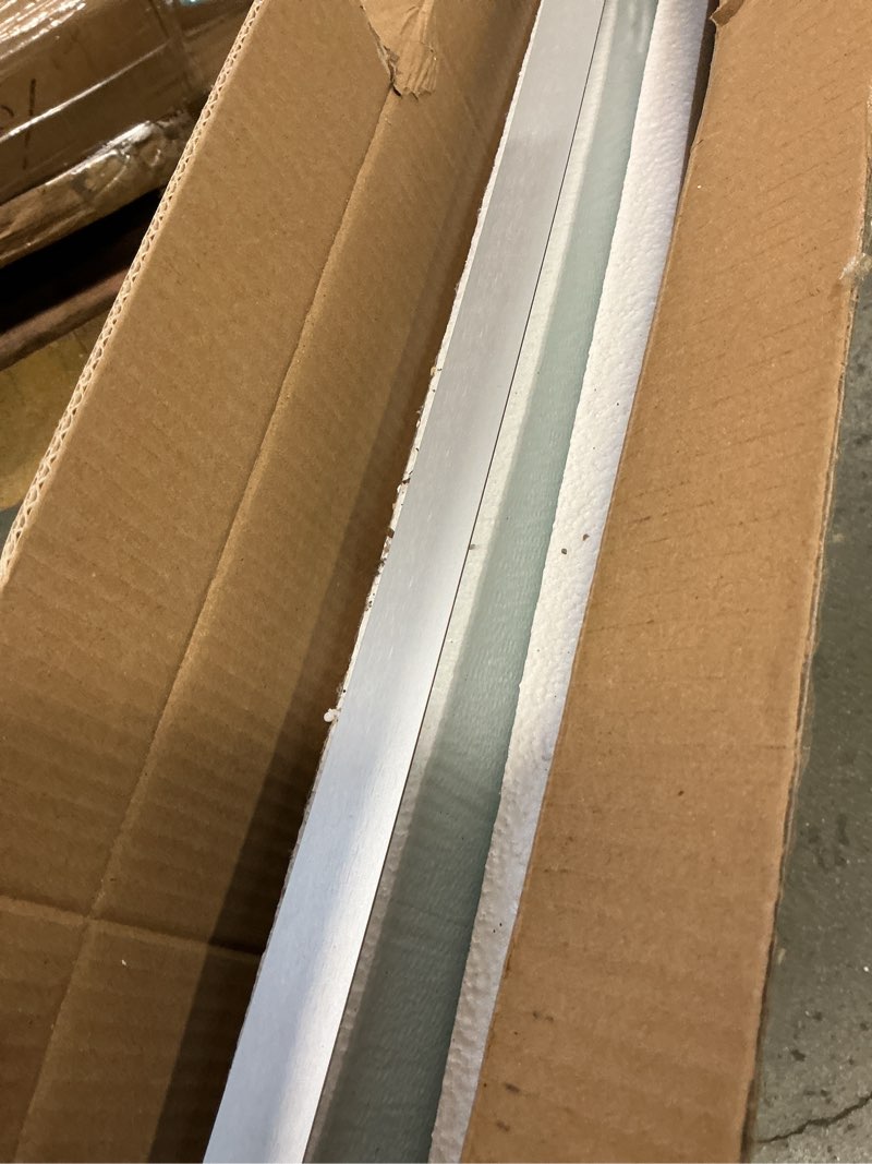 Condition photo showing Good Condition for Silver Framed Bathroom Mirror, Brushed Nickel Rounded Corner Rectangle Wall Mirror, Tempered Glass, Shatter Proof, Anti-Rust, Hangs Horizontally or Vertically (24" x 32", Silver)