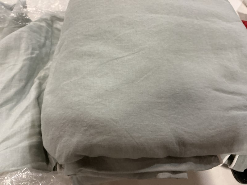 Condition photo showing Good Condition for european linen piped duvet cover set, full/queen, mist/white