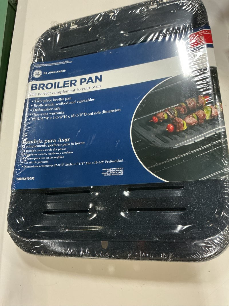 Condition photo showing New/Like New for ge part number wb48x10056 broiler pan&rack large 12-3/4 x 16-1/2