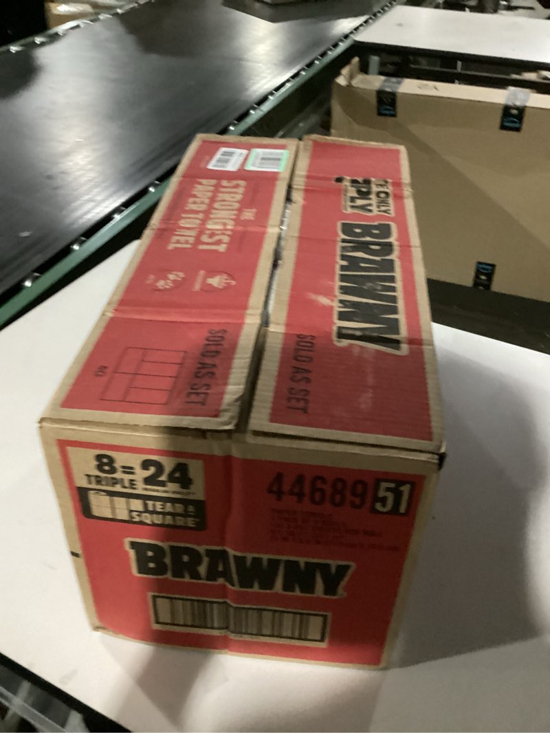 Condition photo showing New/Like New for Brawny Tear-A-Square 3-Ply Paper Towels, 8 Triple = 24 Regular Rolls, Strong, Absorbent, and Durable with 3 Sheet Sizes (Quarter, Half, Full) Triple 8 Rolls (114 Sheets each)