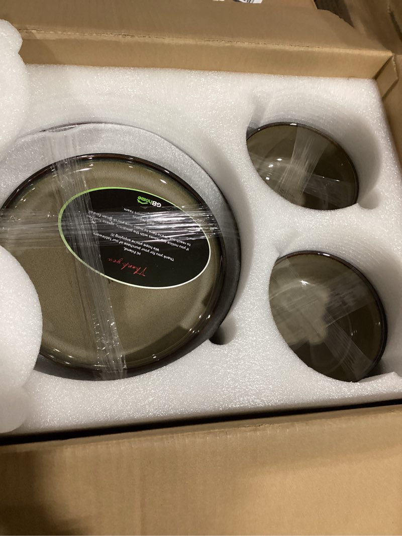 Condition photo showing Good Condition for gbhome dinnerware sets for ceramic plates and bowls set | scratch resistant stoneware dishes set, dishwasher & microwave safe, reactive glaze-oatmeal