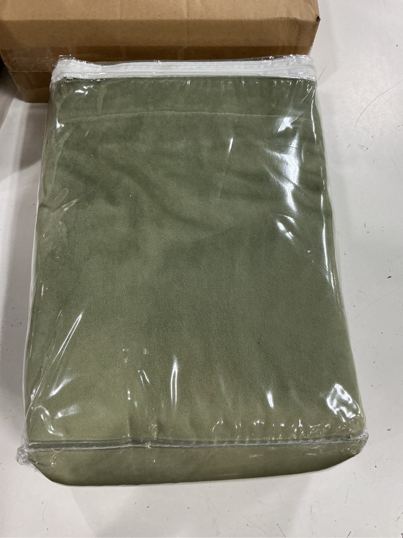 Condition photo showing New/Like New for miulee sage green velvet curtains 108 inches 2 panels - pinch pleated luxury room darkening window drapes for bedroom living room thermal insulated super soft blackout extra long, back tab rod pocket sage green 52"w x 108"l (pack of 2)