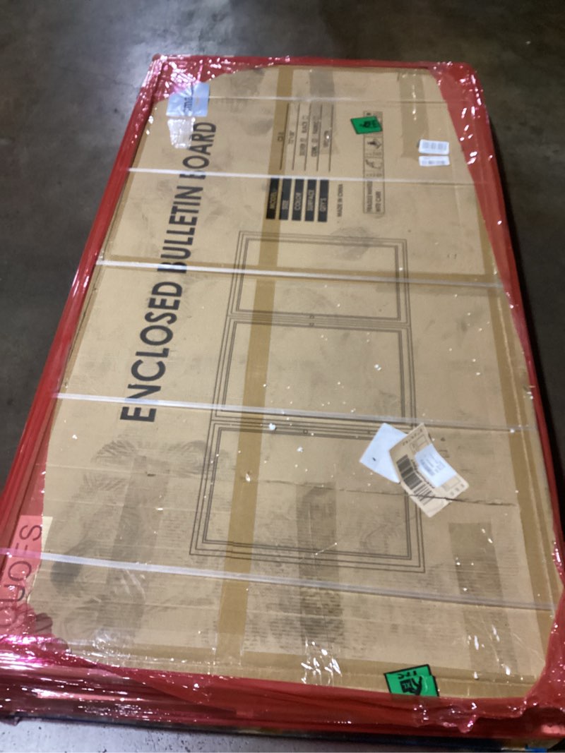 Condition photo showing Good Condition for OUOFS Enclosed Outdoor Bulletin Board Weatherproof 3 Doors Noticeboard with Locking Door, 70x36 Inch