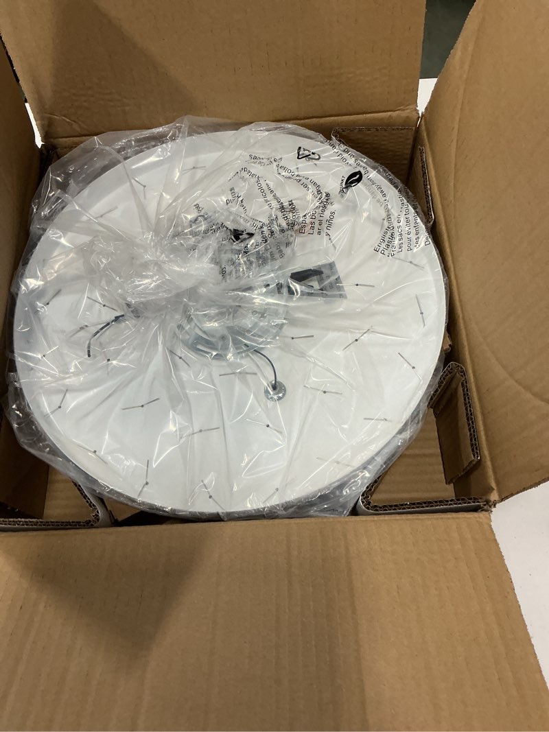 Condition photo showing Good Condition for 13.8" Capiz Shell Ceiling Light Fixtures 3 Lights Boho Shells Flush Mount Light for Bedroom, Kitchen Island, Bathroom, Entryway, Hallway, White and Blue Ocean Blue