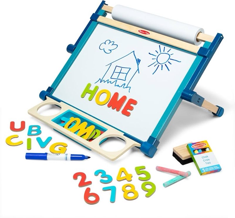 Melissa & Doug Deluxe Double-Sided Tabletop Easel, Arts & Crafts, 42 Pieces, 17.5” H x 20.75” W x 2.