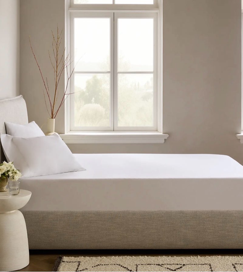 Quince Organic Crisp Percale Fitted Sheet Set White (Without Flat Sheet)
