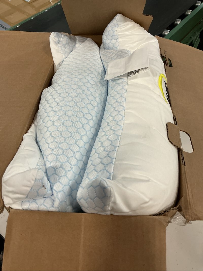 Condition photo showing Good Condition for serta cooling down alternative bed pillows queen size set of 2, reversible cooling & cotton fabric, medium firm, breathable support for hot, side, back & stomach sleepers, 20" x 28" white cooling queen(pack of 2)