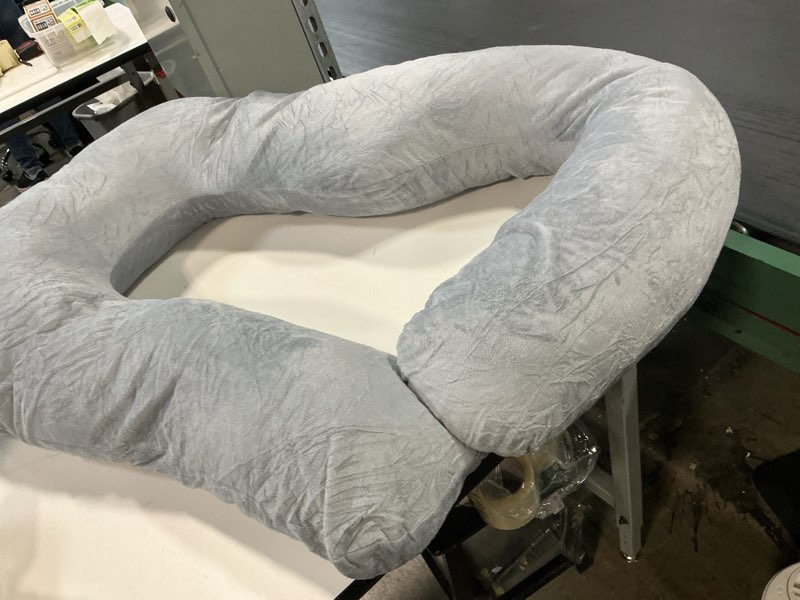 Condition photo showing As Is for chilling home memory foam pregnancy pillow, j shape pregnancy pillows for sleeping, body pillow for adults, maternity pillow for pregnant women, with velvet removable cover, light grey