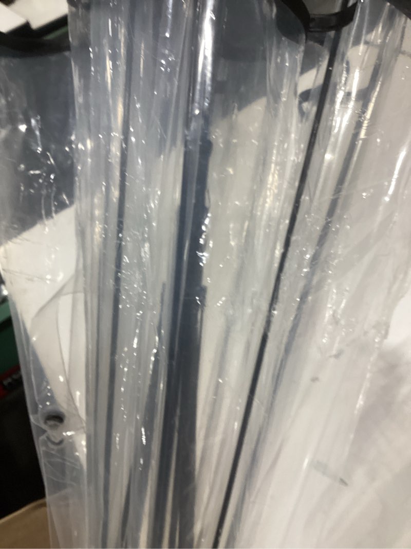 Condition photo showing As Is for threeh clear bubble umbrella curved handle sturdy plastic transparent dome 8 ribs auto open stick umbrella black