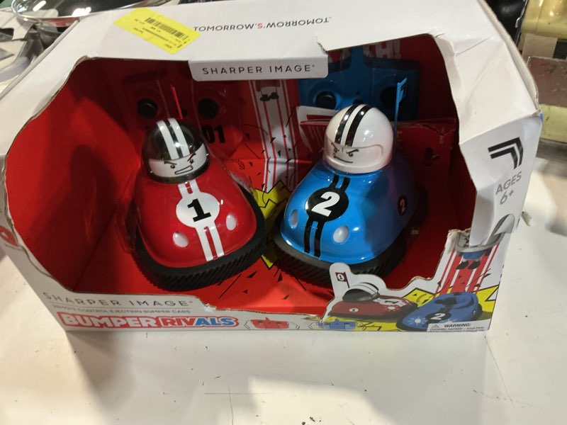 Condition photo showing Good Condition for sharper image® toy rc remote control ejecting bumper rivals with includes wireless remote control and sound effects, 6-pieces, red and blue, age 8+