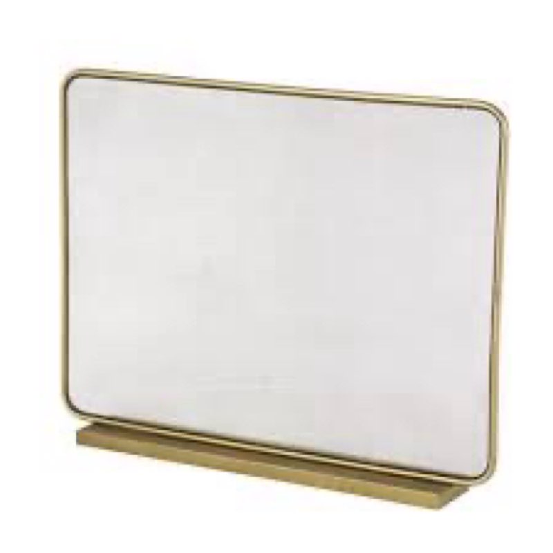 Amahya Gold Metal 1 Panel Geometric Fireplace Screen With Rounded Edges And Rectangular Basement INCOMPLETE