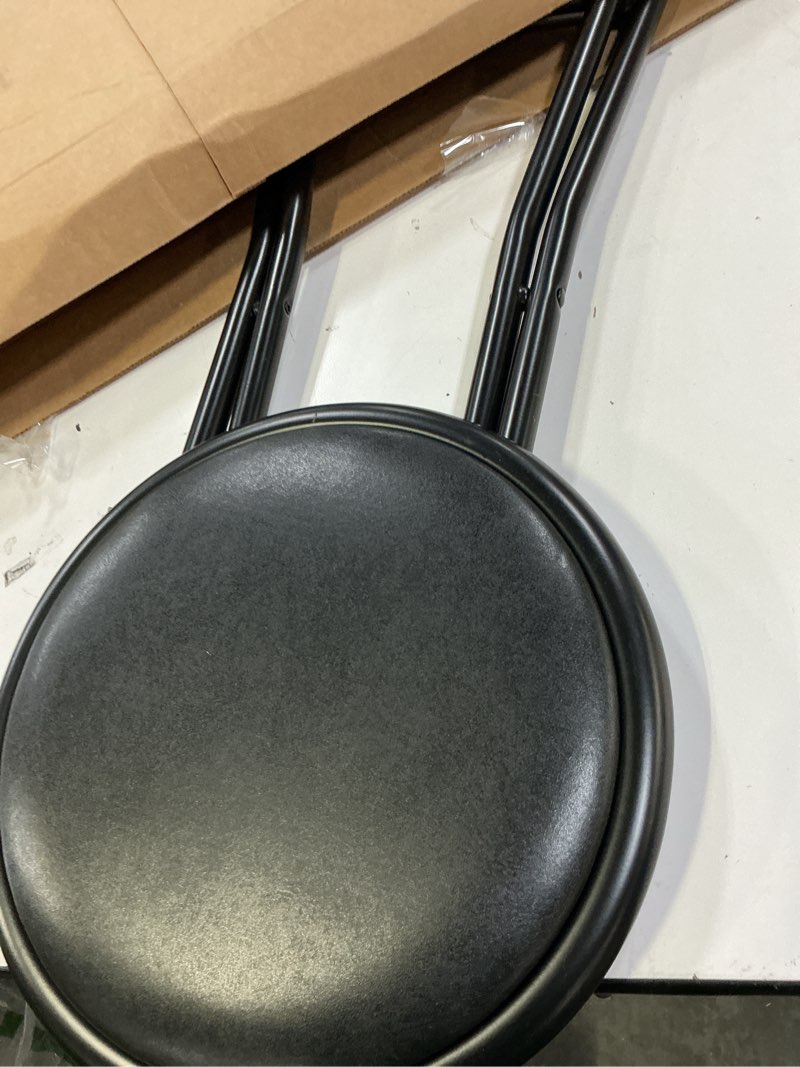 Condition photo showing Good Condition for round stool, folding stool with padded seat, portable indoor/outdoor counter height stool, backless foldable bar stool with footrest for adults kitchen island