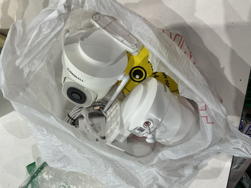 Condition photo showing As Is for zumimall 2.5k wired cameras for home security, 2.4g/5g wifi outdoor security camera, 5mp, 24/7 recording, ai motion detection, cloud & sd card storage, 2-way audio, 360° ptz auto tracking - 2-pack