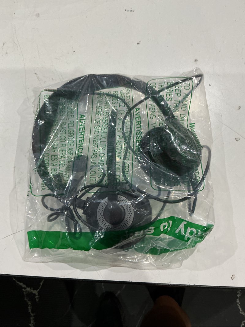 Condition photo showing As Is for jiamqishi wireless headset with mic for work, bluetooth v5.2 headphones with ai noise cancelling microphone, usb dongle, clear calls & mic mute, for laptop, pc, iphone & android phones black
