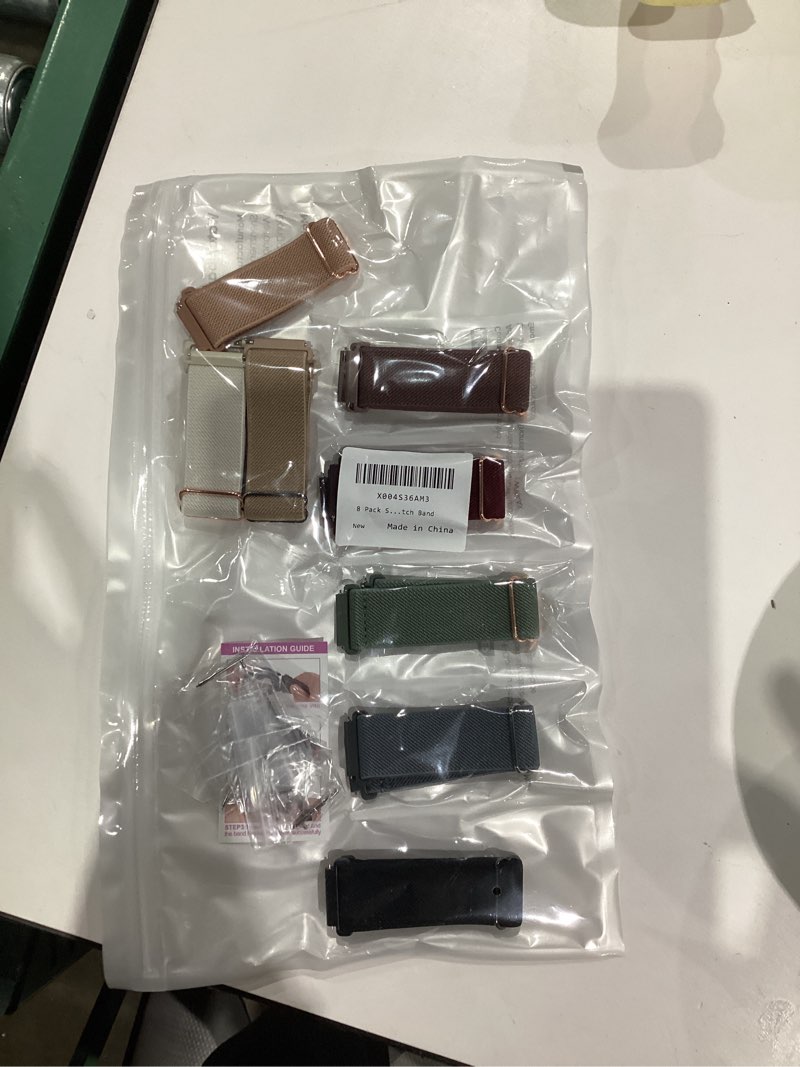 Condition photo showing New/Like New for 8 Pack Stretchy Bands Compatible with Samsung Galaxy Watch 7 6 5 4 40mm 44mm/Galaxy 5 Pro 45mm/6 4 Classic 46mm 42mm 43mm 47mm/Active 2, 20mm Nylon Elastic Watch Strap Sport Wristbands for Women Men Black/Wine/SmokePurple/Cactus/MilkTea/Pink/Starlight/BlueGrey 20mm