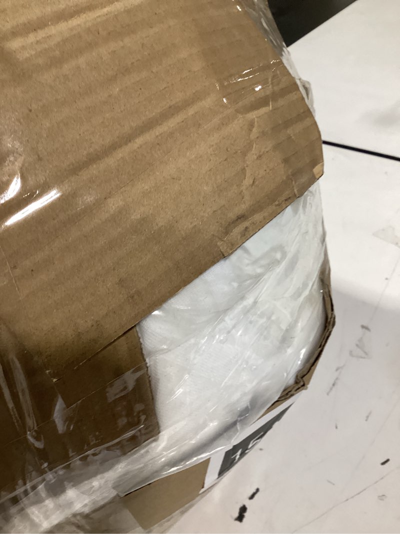Condition photo showing As Is for elemuse king size extra thick fusion goose down feather filled mattress topper, plush fluffy double layer pillowtop mattress pad cover, soft featherbed with 8-21 inch deep pocket pure white king
