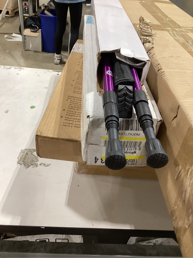 Condition photo showing Good Condition for thefitlife nordic walking trekking poles - 2 sticks with anti-shock and quick lock system, telescopic, collapsible, ultralight for hiking, camping, mountaining, backpacking, walking, trekking purple