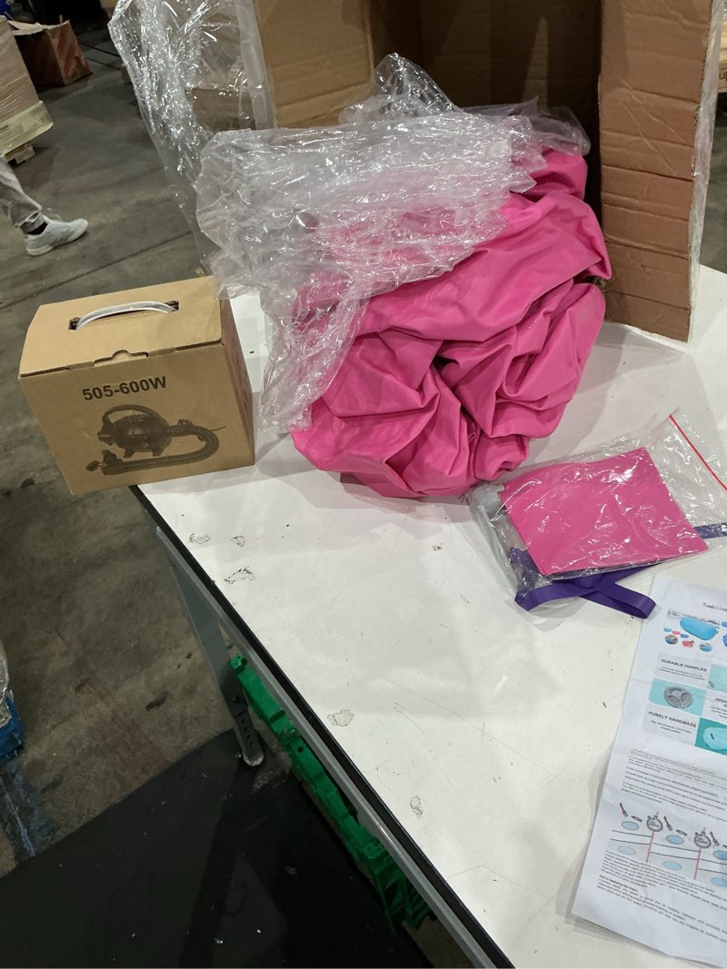 Condition photo showing As Is for pink)))) gymnastics air barrel cheerleading tumbler with track pump for inflatable