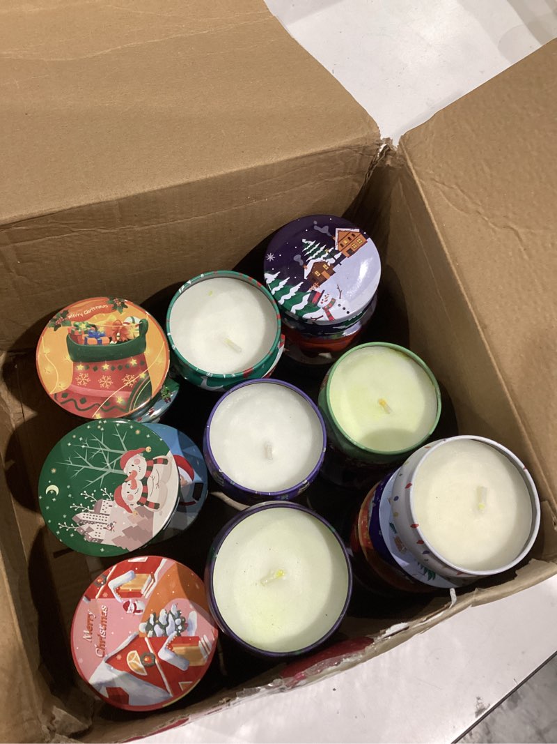 Condition photo showing As Is for incomplete ))))36 packs christmas scented candles gift- aromatherapy candle-2.5oz soy wax-long lasting burn time, christmas thanksgiving gifts, home decor. 36pack-christmas christmas multicolor