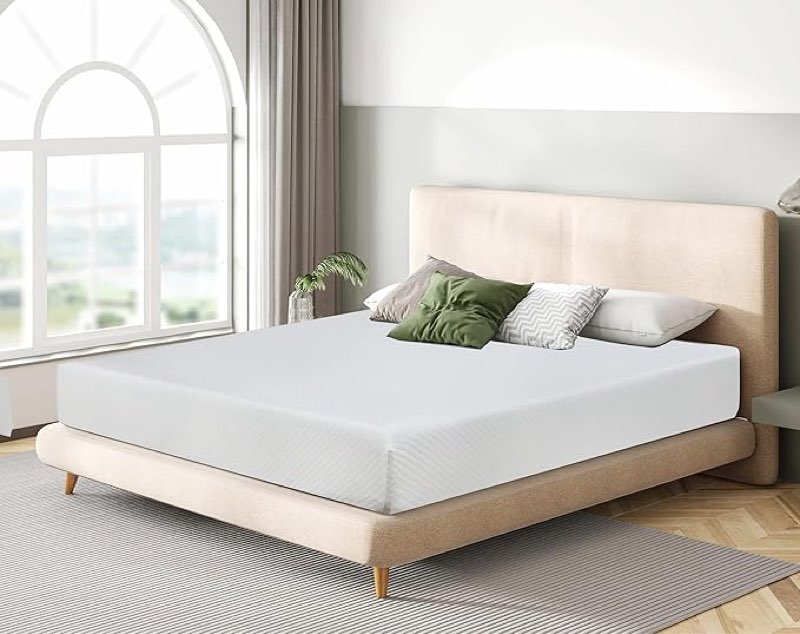 10 Inch California King Size Memory Foam Mattress, Medium Firm, White, CertiPUR-US Certified