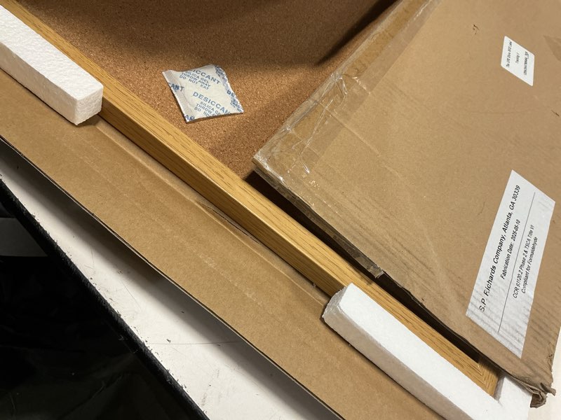 Condition photo showing Good Condition for Lorell Oak Wood Frame Cork Board 18" x 24" 24" x 18"