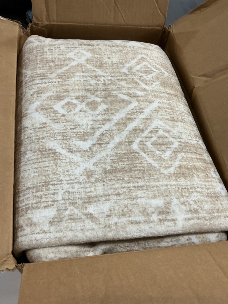 Condition photo showing Good Condition for Living Room Rugs 8x10: Washable Moroccan Geometric Boho Rug Farmhouse Non Slip Stain Resistant Large Rug Low Pile Soft Carpet for Bedroom Dining Room Children Room (Beige,8'x10') Beige 8' x 10' (Rectangular)