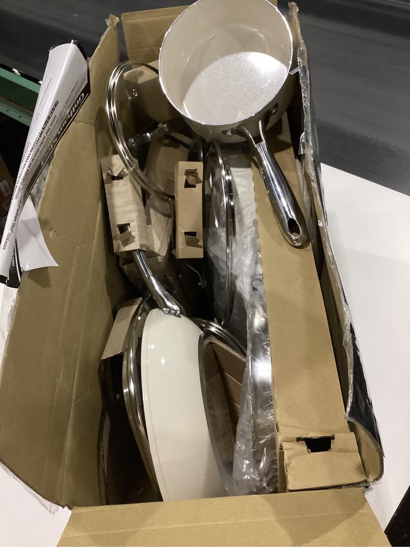 Condition photo showing Good Condition for Gotham Steel 12 Pc Ceramic Cookware Set Nonstick, Ceramic Pots and Pans Set Non Stick with Steamer for Cooking, Non Toxic PFOA PFOS Free, Premium Stay Cool Handles, Oven & Dishwasher Safe