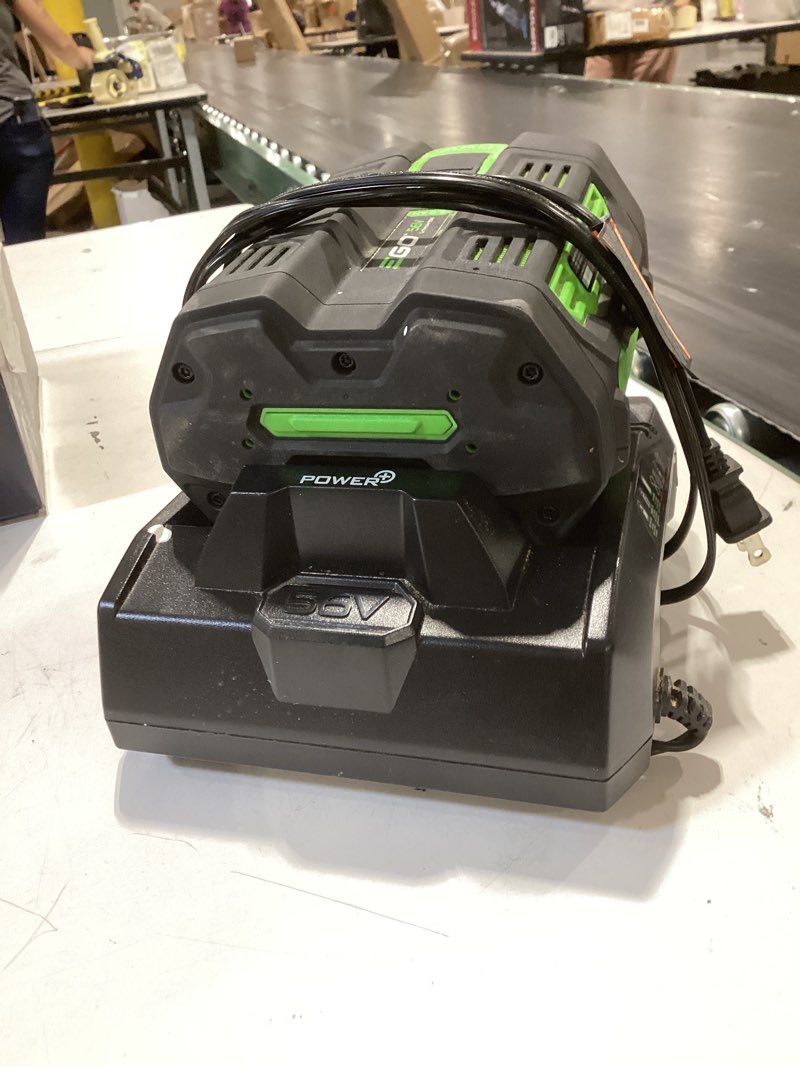 Condition photo showing As Is for power+ 5.0 amp hour battery and 56v standard charger starter kit