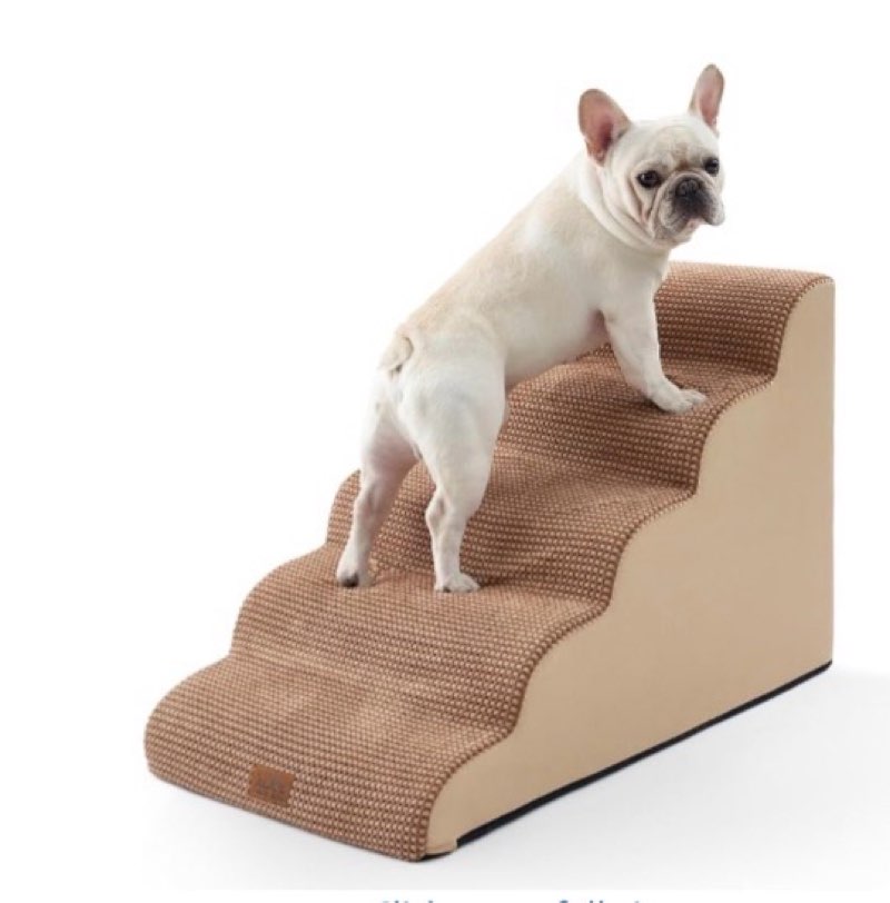 Extra Wide Dog Stairs 19.7" Width, Large Pet Step for Small Medium Dog, Puppy or Cat, Ramp for High Bed or Car, High Density Foam Ladder, Stable, 5 Step, 19.7x33x22.4
