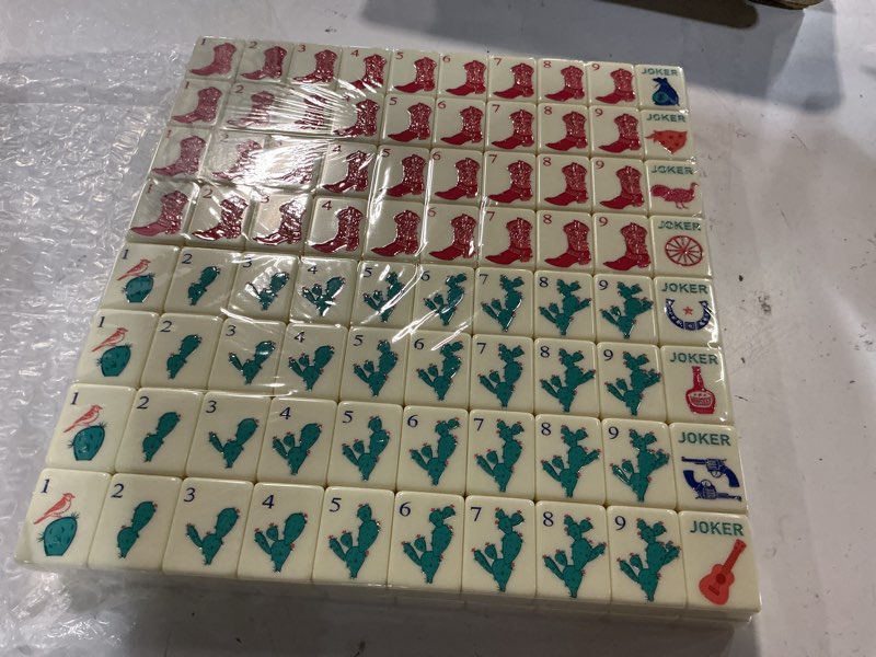Condition photo showing Good Condition for arrowbash 160 pcs texas american mahjong set, 1.2 x 0.87 inches western mahjong tiles, hand carved pattern for adult mah jong social games, beginners, mah jong lovers yellow stylish