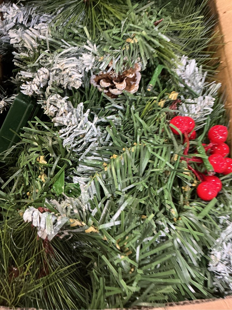 Condition photo showing Good Condition for Christmas Garland,Christmas Garland with Lights, Christmas Decoration,9FT/2.7M, for Mantle, Home, Stairs, Fireplace, Porch, Door,Indoor/Outdoor (Green)