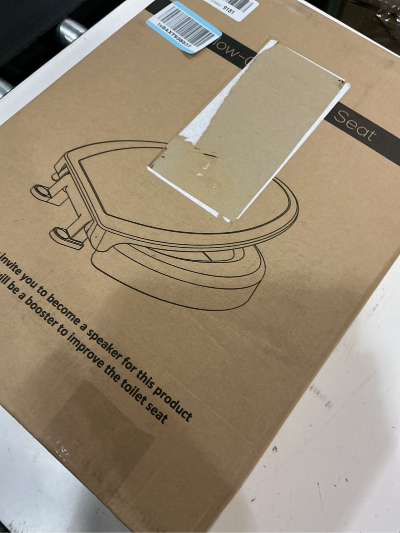 Condition photo showing Good Condition for toilet seat risers, elevated toilet seat 3 inch, heavy duty, never loosen, soft close, easy install & clean, elongated raised toilet seat bowl (18.5”), white elongated toilet seat risers