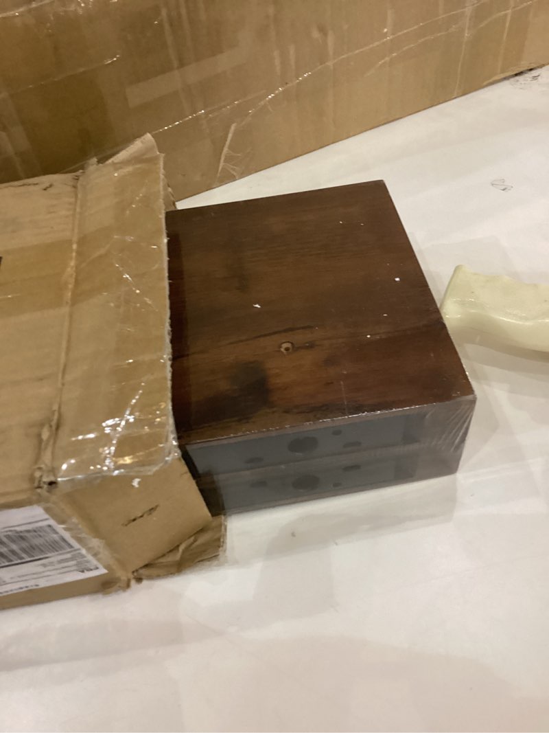 Condition photo showing Good Condition for Solid Wood Floating Shelves,15in Finished Real Wood Wall Shelves with Heavy-Duty Hidden Bracket, Easy Installation, Set of 2, 15in x 7.9in x 1.5in, for Living Room Bedroom Kitchen,Bronze 15in Bronze