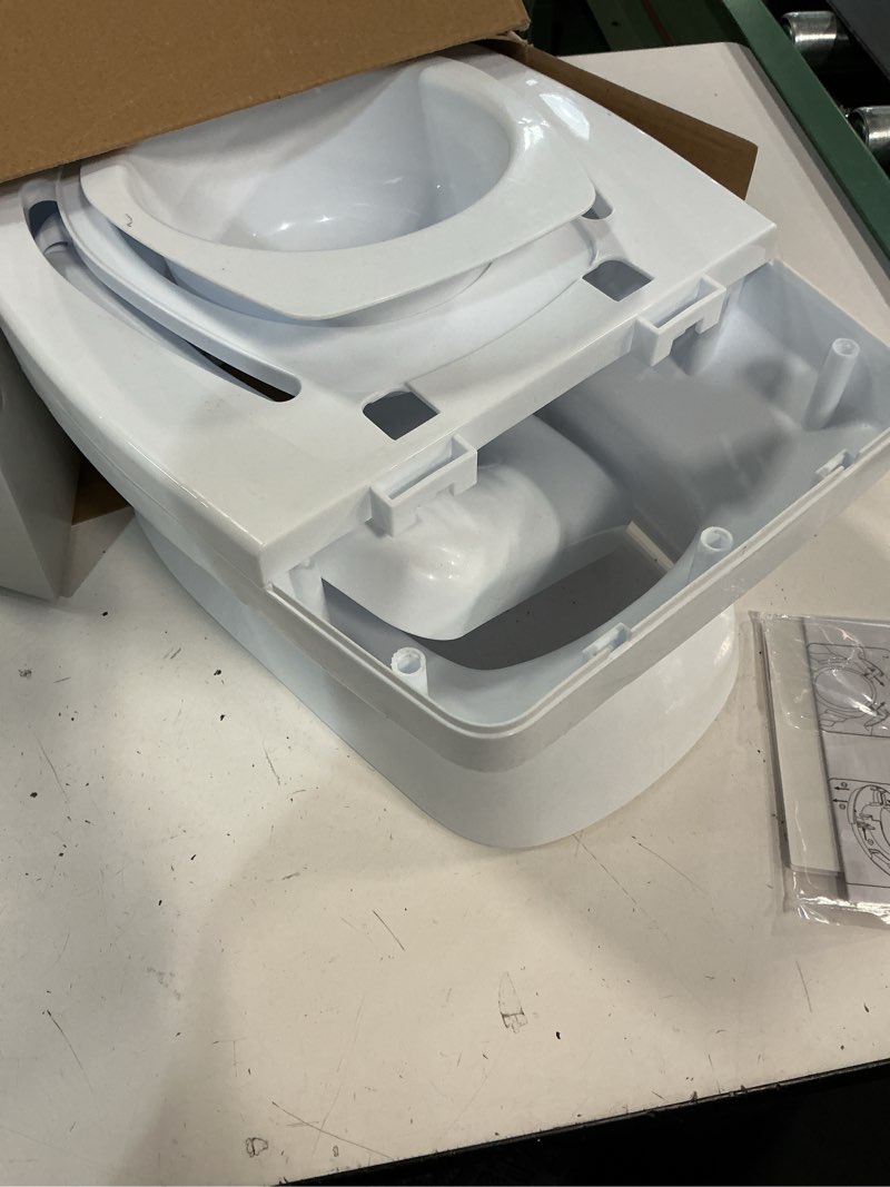 Condition photo showing Good Condition for fisher-price™ 2-n-1 potty trainer with flushing sounds, chart & storage – white floor potty chair with splash guard, removable ring & bowl, patented snap safe ring technology