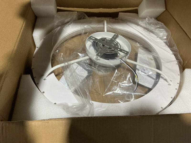 Condition photo showing Good Condition for 24'' Ceiling Fan with Light Fandelier Flush Mount Low Profile Wood Ceiling Fan with Dimmable LED Light 3 Color 6 Speeds 24 Inch Wood