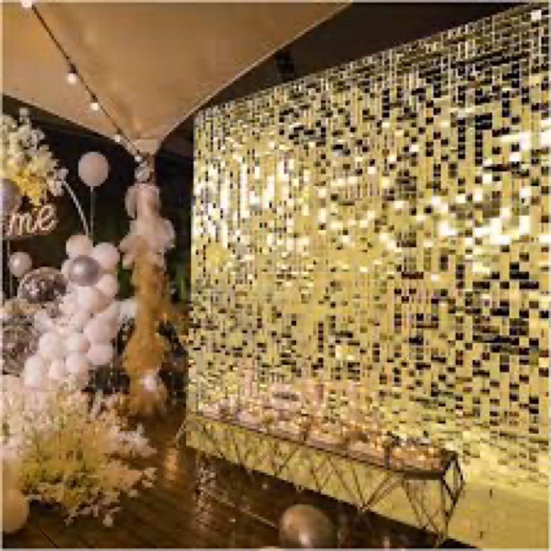 Kate Light Gold Shimmer Wall Panels Shiny Sequin Wall Decoration Backdrop 4x6ft for Party, Birthday, (24 panels) 