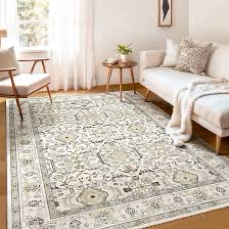 ( similar) WITSHOCK Living Room Area Rugs 7x9: Soft Non-Slip Backing Washable Rugs Vintage Large Carpet for Bed