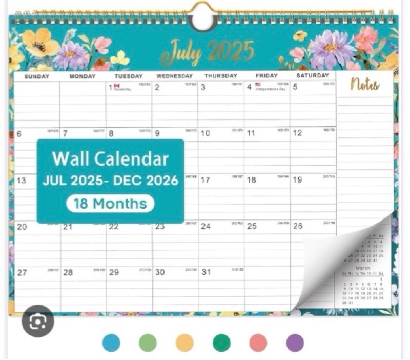 Desk Calendar 2025-2026, AgePlace Large 22\" x17\" Wall Calendar 2025 Covers July  2025 - December 2026, Monthly Desktop Calendar with Different Watercolor Artwork for Each Month for Home & Office School SGHD