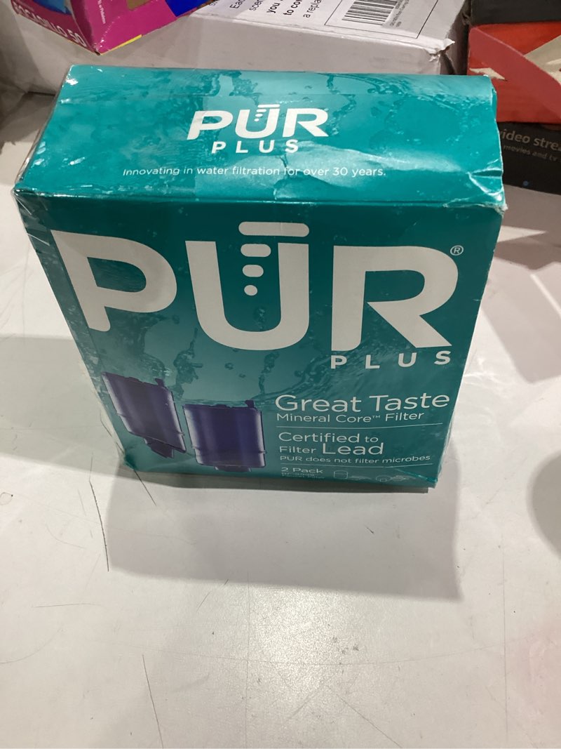 Condition photo showing Good Condition for PUR PLUS 2pc Replacement Faucet Mount Water Filter: Filters Mercury, Lead, Microplastics, Chlorine, Blue, 30-Day Warranty